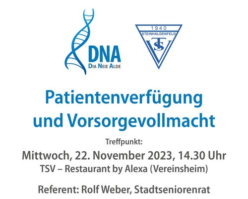 DNA im November | Patientenverfügung und Vorsogevollmacht